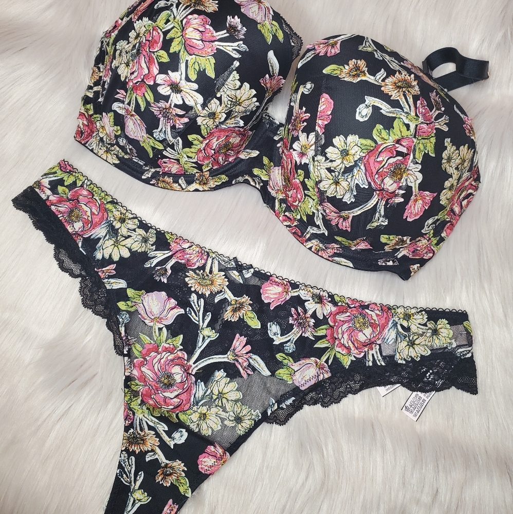 NWT Victoria's Secret Black Floral Never Worn Set